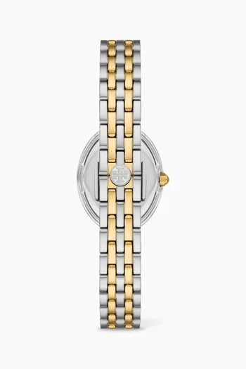 Oval Stainless Quartz Watch, 22 x 28mm