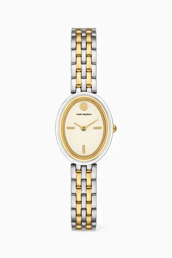 Oval Stainless Quartz Watch, 22 x 28mm