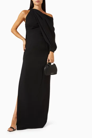 Draped Off-shoulder Gown in Crepe