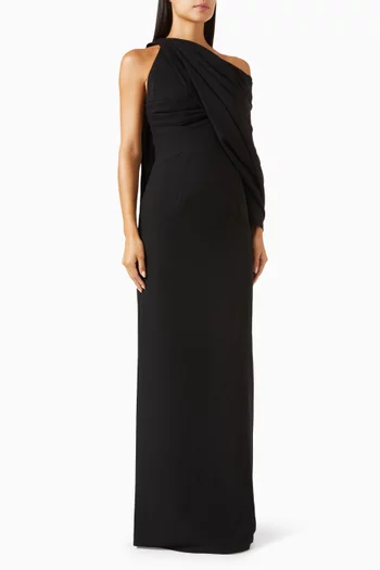 Draped Off-shoulder Gown in Crepe