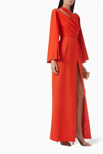 Diagonal Cut-out Gown in Crepe