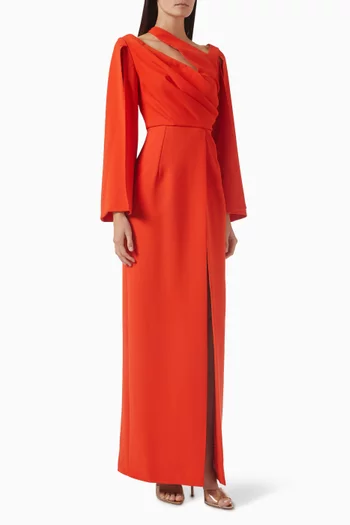 Diagonal Cut-out Gown in Crepe