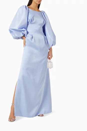 Puff-sleeve Gown in Crepe