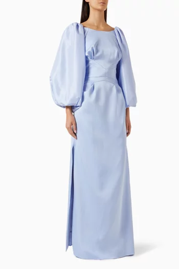 Puff-sleeve Gown in Crepe