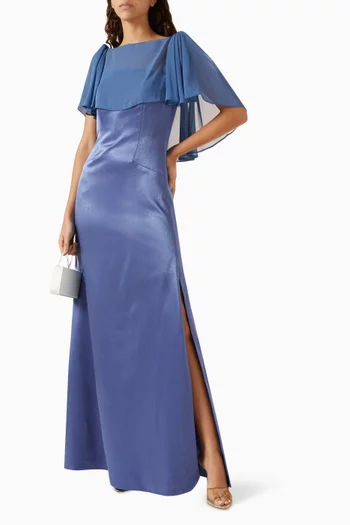 Column Cape Gown in Crepe