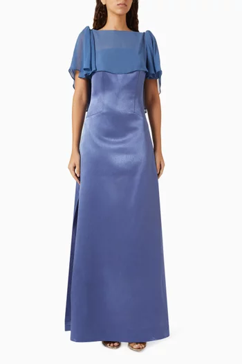Column Cape Gown in Crepe
