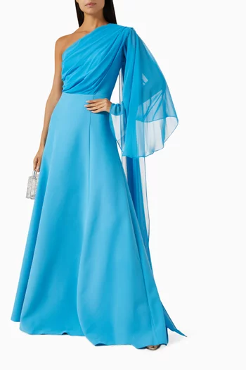 One-shoulder Gown in Crepe