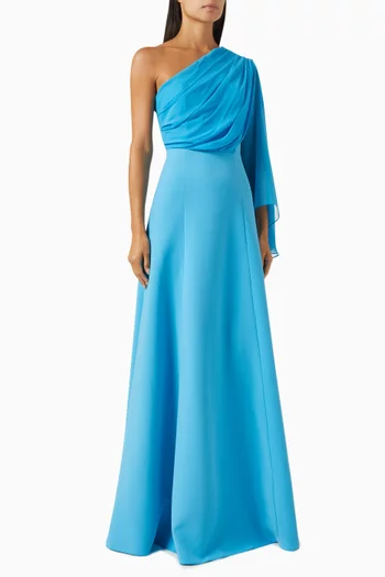 One-shoulder Gown in Crepe