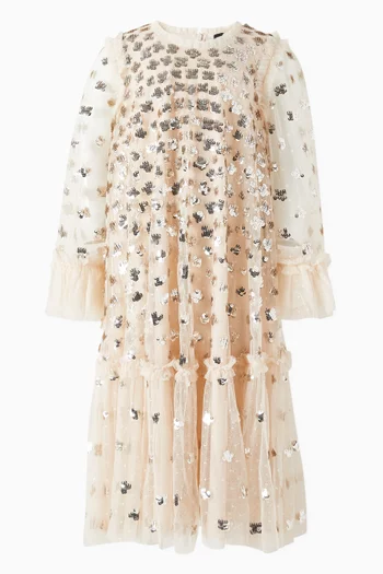 Embellished Glisten Flared Dress in Tulle