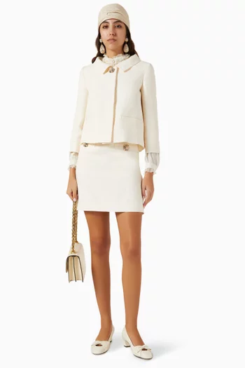 Jewel-button Mini Skirt in Crepe Couture