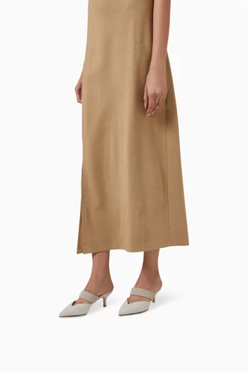 Maisie 45 Mules in Linen & Nappa Leather