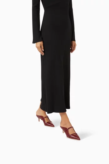 Maureen 45 Mules in Croc-embossed Leather