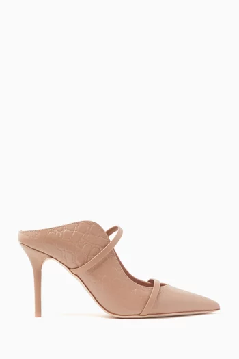 Maureen 85 Mules in Croc-embossed Leather