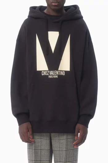 Chez Valentino-print Hoodie in Cotton