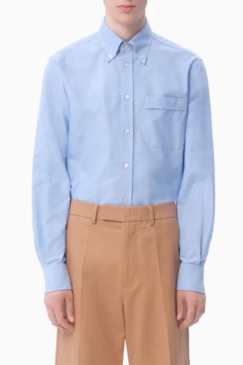 VLogo-embroidered Shirt in Cotton