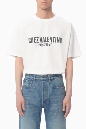 Chez Valentino-print T-shirt in Cotton