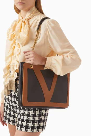 Medium Viva Superstar Shopping Tote Bag in Leather
