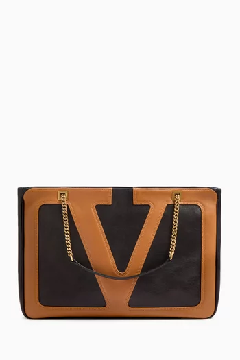 Medium Viva Superstar Shopping Tote Bag in Leather