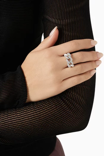 Essential Link Triple Pavé Diamond Ring in 18kt White Gold & Ceramic