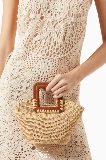 Mini Shirley Bucket Bag in Raffia