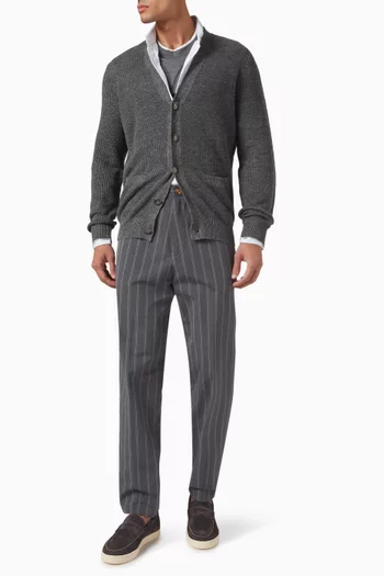 Chalk Stripe Tailored Pants in Virgin Wool