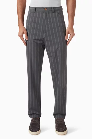 Chalk Stripe Tailored Pants in Virgin Wool