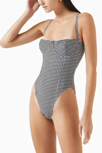Gingham One-piece Swimsuit in Stretch Nylon