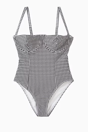 Gingham One-piece Swimsuit in Stretch Nylon