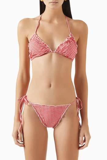 Gingham Bikini Briefs in Stretch Nylon