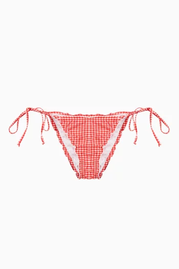 Gingham Bikini Briefs in Stretch Nylon