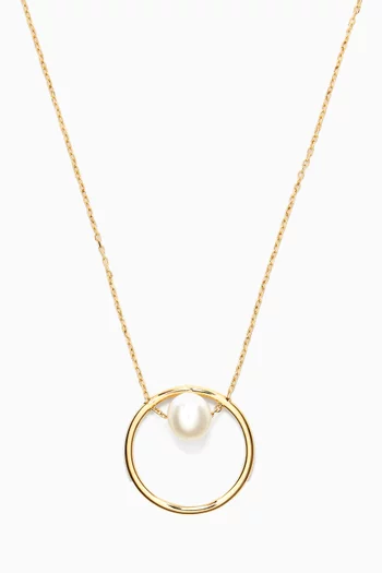 Circle Pearl Pendant Necklace in 18kt Yellow Gold