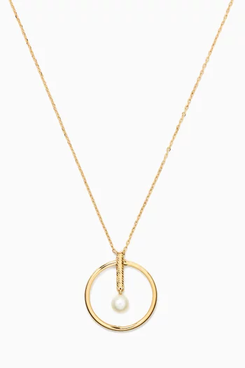 Circle Pearl Pendant Necklace in 18kt Yellow Gold