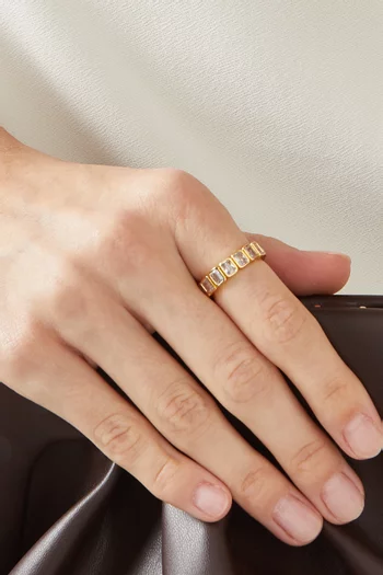 خاتم إتيرنتي مزين بأحجار زركونيا مستطيلة نحاس مطلي بلون ذهبي