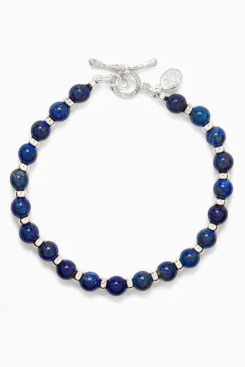 Halo Lapis Lazuli Bracelet in Sterling Silver