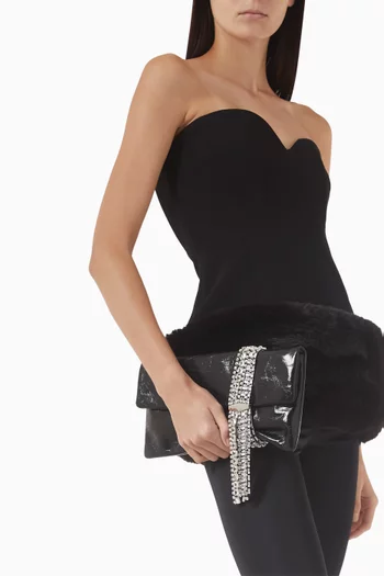 Zandra Crystal-embellished Clutch Bag in Patent Leather