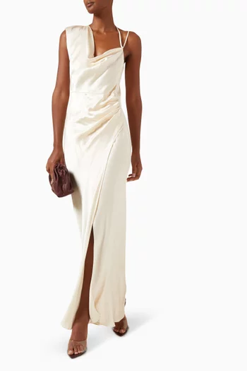 La Lune Draped Maxi Dress in Viscose
