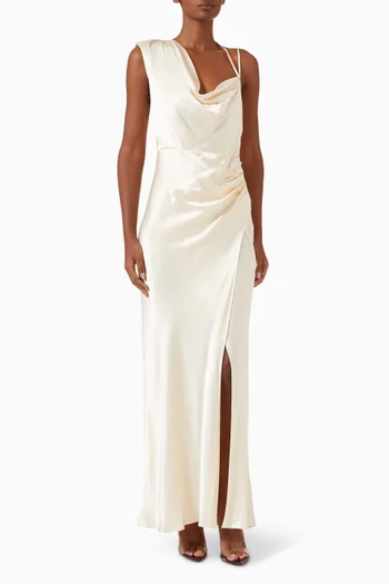 La Lune Draped Maxi Dress in Viscose