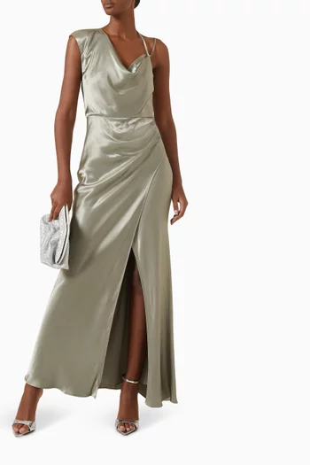 La Lune Draped Maxi Dress in Viscose