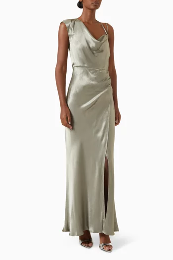 La Lune Draped Maxi Dress in Viscose