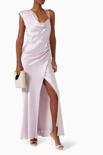 La Lune Draped Maxi Dress in Viscose