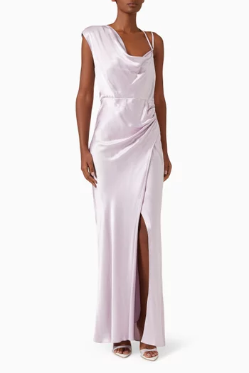 La Lune Draped Maxi Dress in Viscose