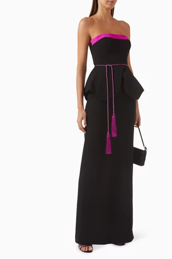 Clamens Peplum Gown in Crepe