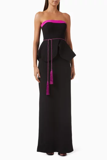Clamens Peplum Gown in Crepe