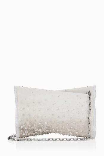 Small Loubitwist Embellished Clutch Bag in Crepe Satin
