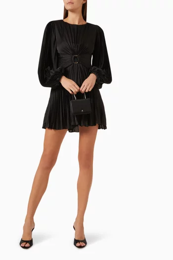 Norseman Pleated Mini Dress in Satin
