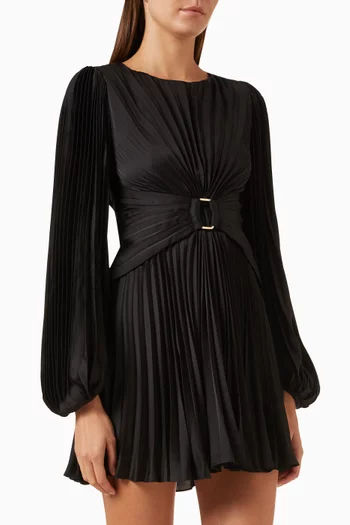 Norseman Pleated Mini Dress in Satin