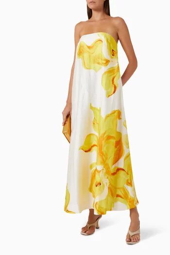 Hopton Midi Dress in Linen Blend