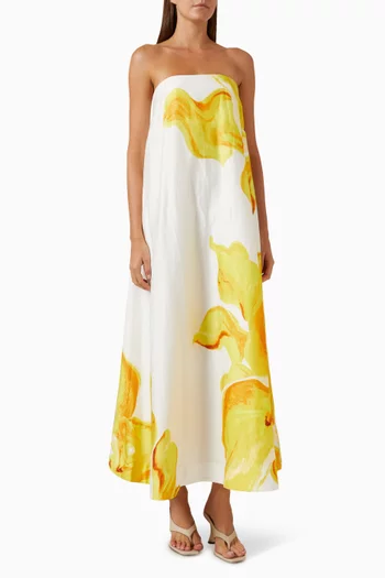 Hopton Midi Dress in Linen Blend