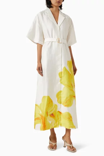 Hawkesbury Midi Dress in Linen Blend