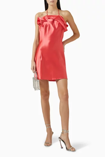 Abdie Halter Mini Dress in Satin